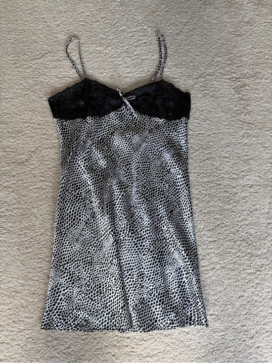 Morfan Taylor Intimates Other - Black & White Polka Dot Satin Chemise with Lace Bust